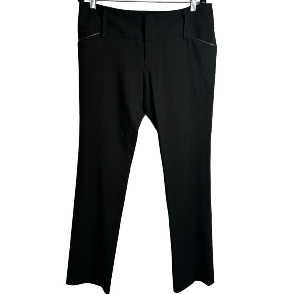 Alice + Olivia Business Casual Straight Leg Leather Trim Dress Pant Size 12